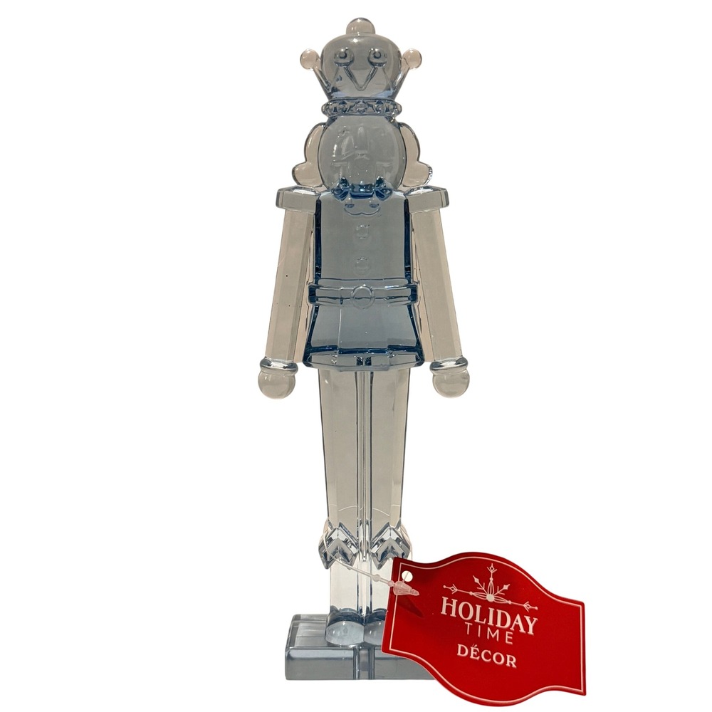Holiday Time Blue Acrylic Nutcracker Figurine Christmas Decor A15225H011B 7 Inch